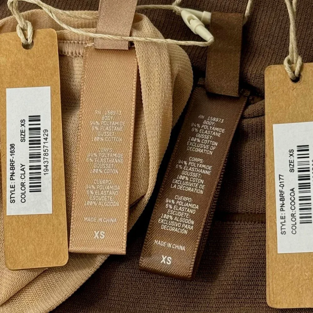 SKIMS Summer Mesh‎ Brief Lot of 2 Clay Cocoa XS